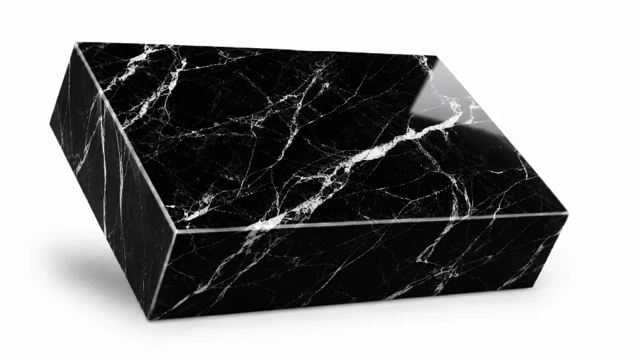 Chapa de mármore preto com veios brancos